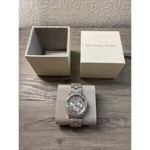 Michael Kors MK6788 Brynn Pavé Silver Chronograph Women's Watch - MSRP $495